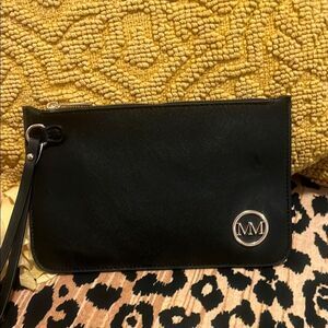 Marilyn Monroe Black Leather Wristlet Gold Hardware